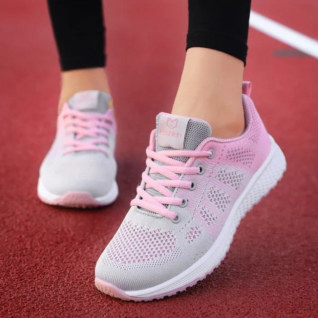 Sneakers Women Shoes Flats Casual Ladies Shoes Woman Lace-Up Mesh Light Breathable Female zapatillas de deporte para mujer