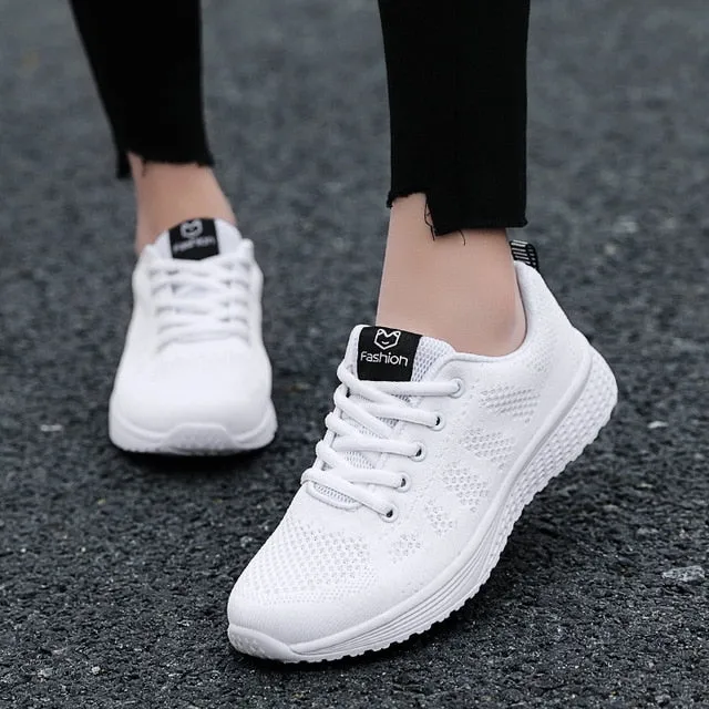 Sneakers Women Shoes Flats Casual Ladies Shoes Woman Lace-Up Mesh Light Breathable Female zapatillas de deporte para mujer
