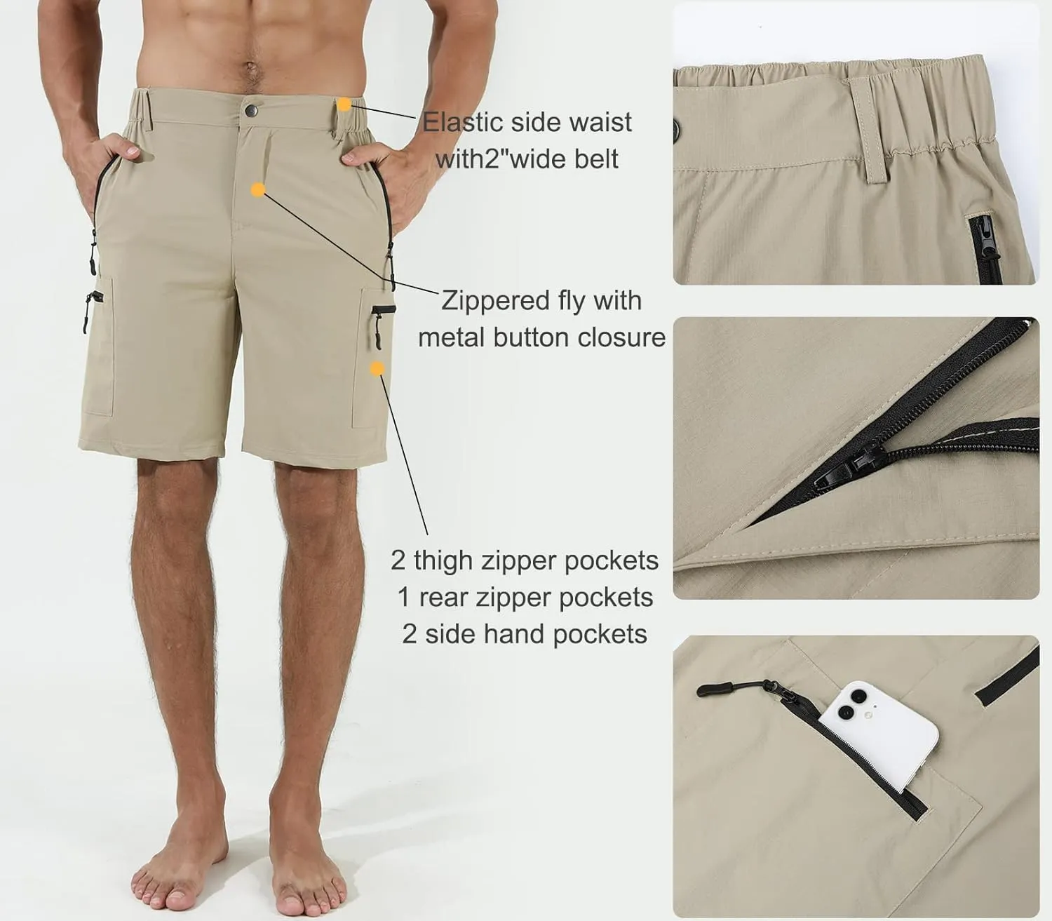 Suwangi Mens Hiking Cargo Shorts Quick-Dry Outdoor Athletic Short Travel Fishing Golf Tactical Short for Men with Multipocket