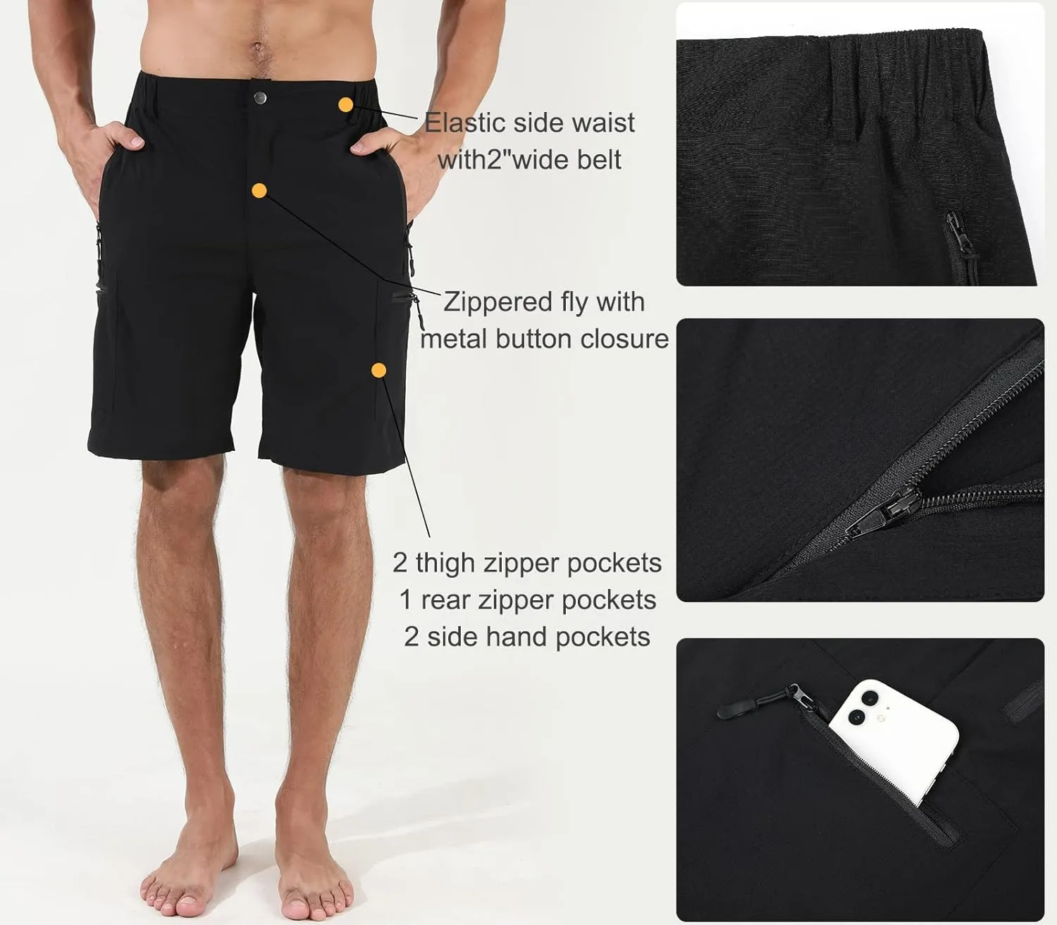 Suwangi Mens Hiking Cargo Shorts Quick-Dry Outdoor Athletic Short Travel Fishing Golf Tactical Short for Men with Multipocket