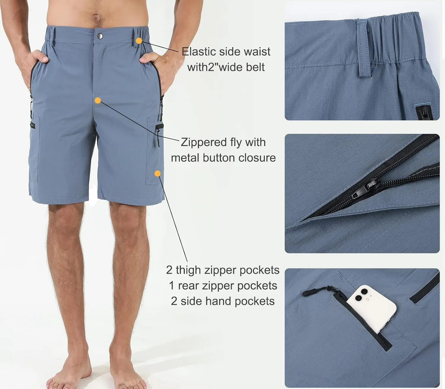 Suwangi Mens Hiking Cargo Shorts Quick-Dry Outdoor Athletic Short Travel Fishing Golf Tactical Short for Men with Multipocket