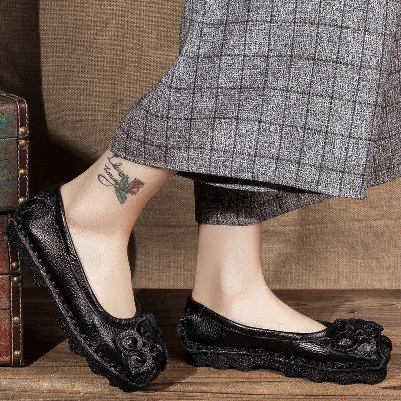 Women's Genuine Leather Shoes Soft in Her Flat Comfortable Shoes