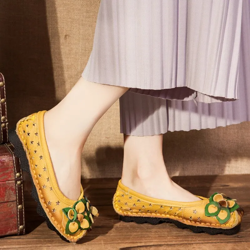 Women's Genuine Leather Shoes Soft in Her Flat Comfortable Shoes
